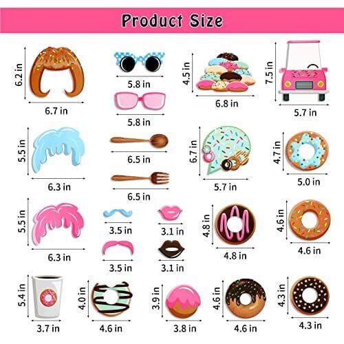 22 Pcs Donut Birthday Props, Donut Photo Booth Props, DIY Donut Birthday Party Selfie Props, Theme Birthday Party Celebration and Decoration 22 Pcs Donut Birthday Props, Donut Photo Booth Props, DIY Donut Birthday Party Selfie Props, Theme Birthday Party Celebration and Decoration
